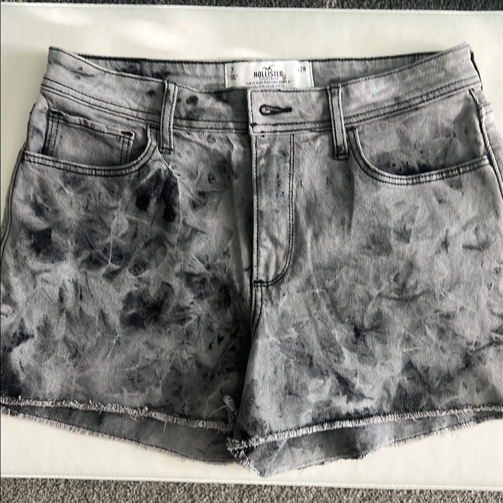 Hollister Gray Jean Shorts with Distressed Vintage Look